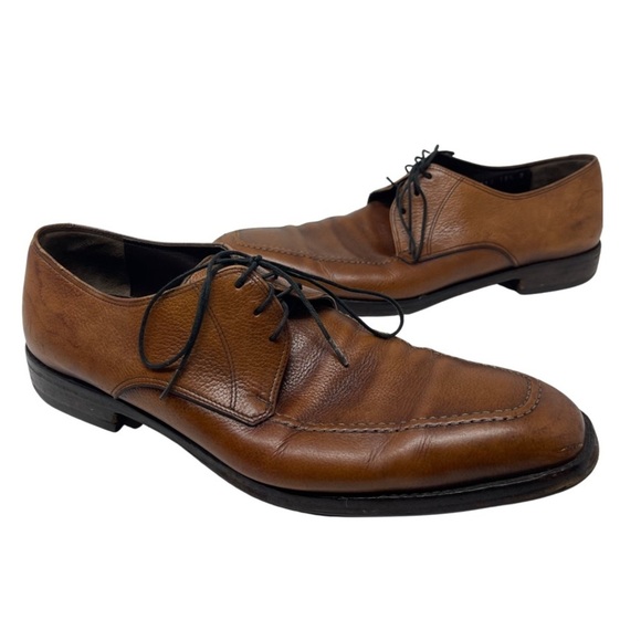 Salvatore Ferragamo cognac brown pebble leather oxfords sz 10.5